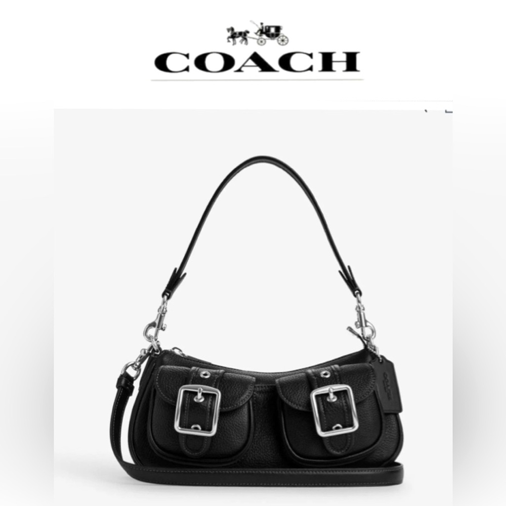 Coach Ashton Bag Black Refined pebble leather and smooth leather. Brandnew CM079